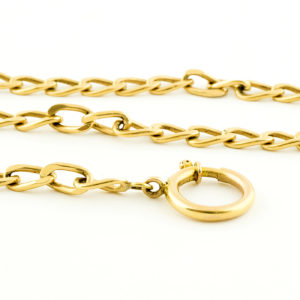 Leontina para Reloj de Bolsillo, Barbada, en Oro de 18k.