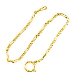 Leontina para Reloj de Bolsillo, Barbada, en Oro de 18k.