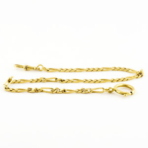 Leontina para Reloj de Bolsillo, Barbada, en Oro de 18k.