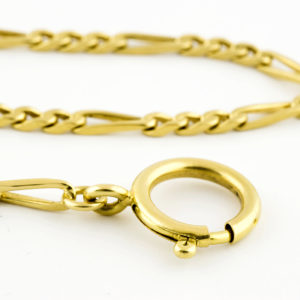 Leontina para Reloj de Bolsillo, Barbada, en Oro de 18k.