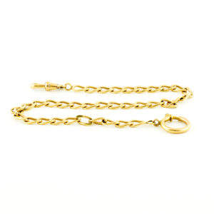 Leontina para Reloj de Bolsillo, Barbada, en Oro de 18k.