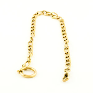 Leontina para Reloj de Bolsillo, Barbada, en Oro de 18k.