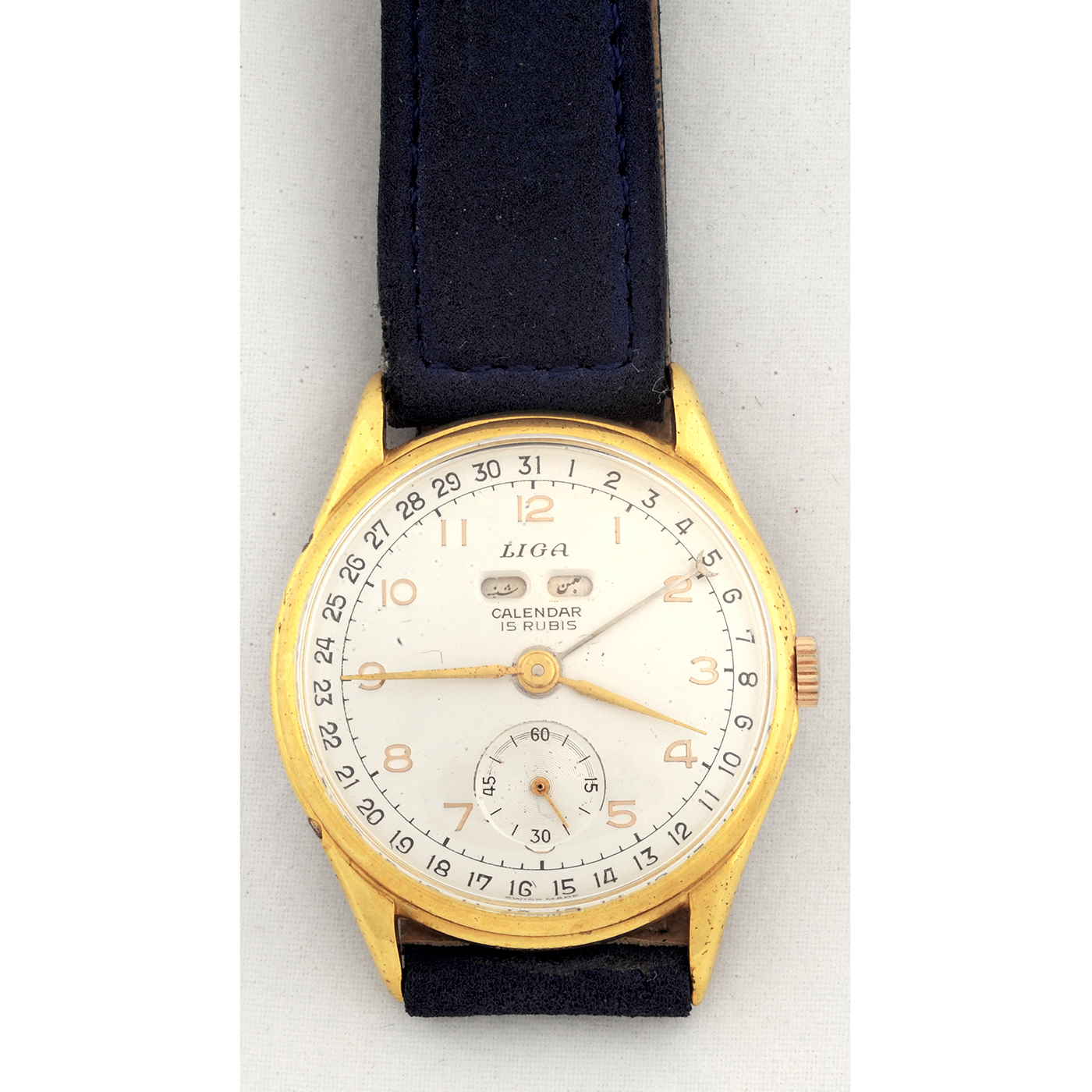 Liga. Reloj Calendario de pulsera de caballero.