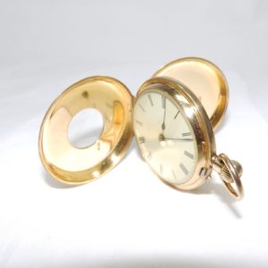 Lister & Sons, Newcastle. Reloj de Bolsillo para señora, media saboneta, remontoir. Ca. 1840