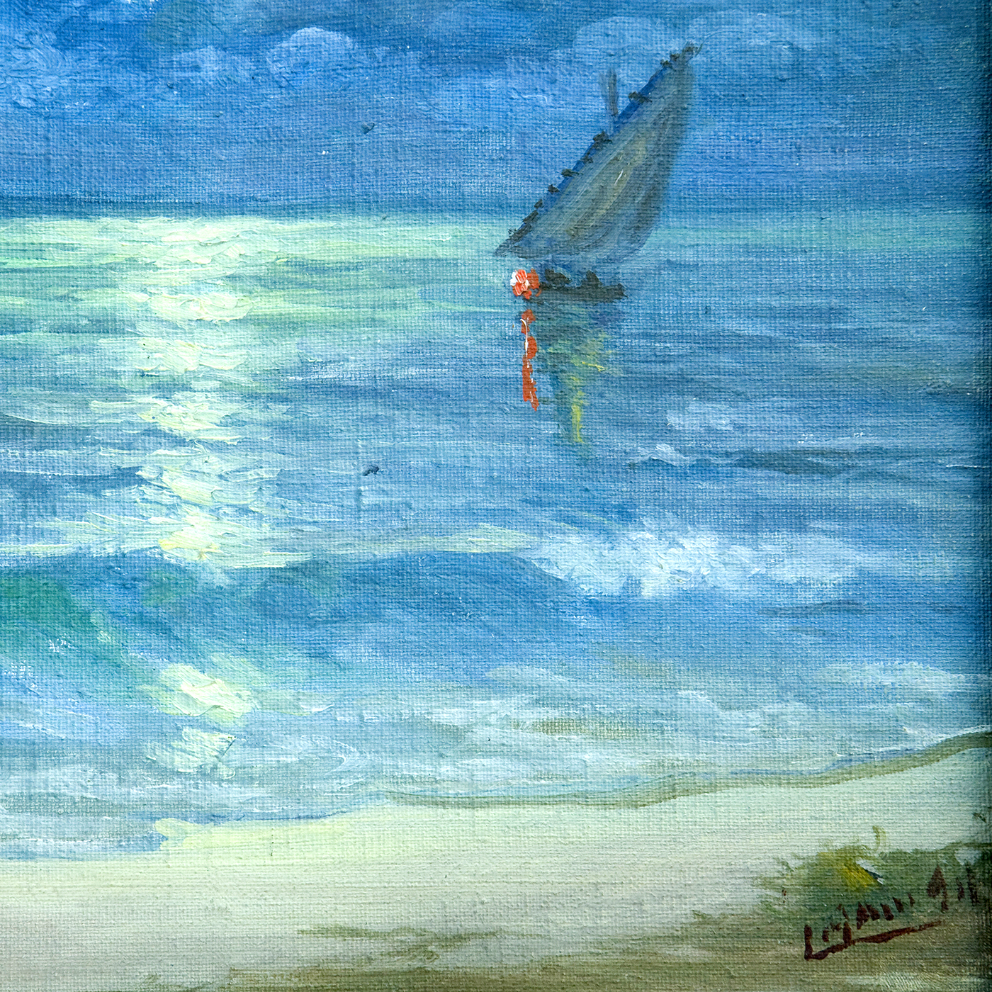 LOLA GÓMEZ GIL. Óleo sobre lienzo. "Marina nocturna". LOLA GÓMEZ GIL. Óleo sobre lienzo. "Marina nocturna".