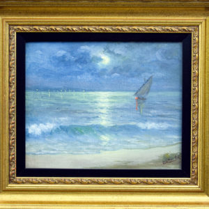 LOLA GÓMEZ GIL. Óleo sobre lienzo. "Marina nocturna".