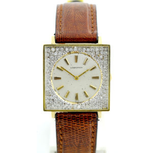 Longines. Reloj-Joya de pulsera para caballero. Oro y Diamantes talla Brillante. Año, 1962.