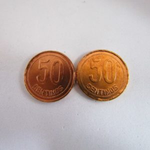 Lote de dos monedas de 50 CENTIMOS. II REPUBLICA. 1937. COBRE. MBC.