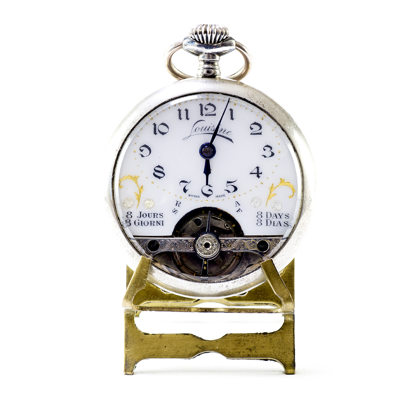 LOUISINE (Suiza). Reloj de Bolsillo, lepine, remontoir, "Ocho Días Cuerda". Ca. 1900 LOUISINE (Suiza). Reloj de Bolsillo, lepine, remontoir, "Ocho Días Cuerda". Ca. 1900