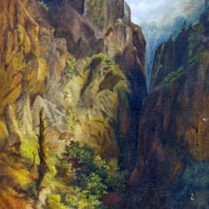 LUIS RIGALT Y FARRIOLS. Óleo sobre lienzo. "Acantilado".