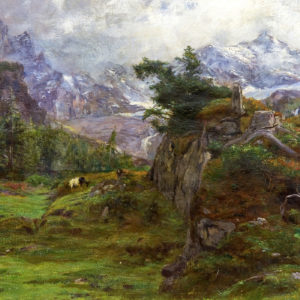 LUIS RIGALT Y FARRIOLS. Óleo sobre lienzo. "Paisaje montañoso".