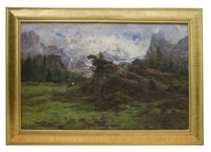 LUIS RIGALT Y FARRIOLS. Óleo sobre lienzo. "Paisaje montañoso".