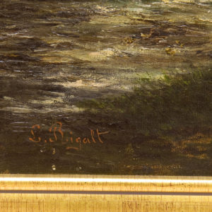 LUIS RIGALT Y FARRIOLS. Óleo sobre lienzo. "Paisaje montañoso nevado".