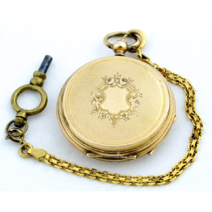 M. Barry (Geneve). Reloj de bolsillo-colgar, saboneta. Oro 14k. Ca. 1880.