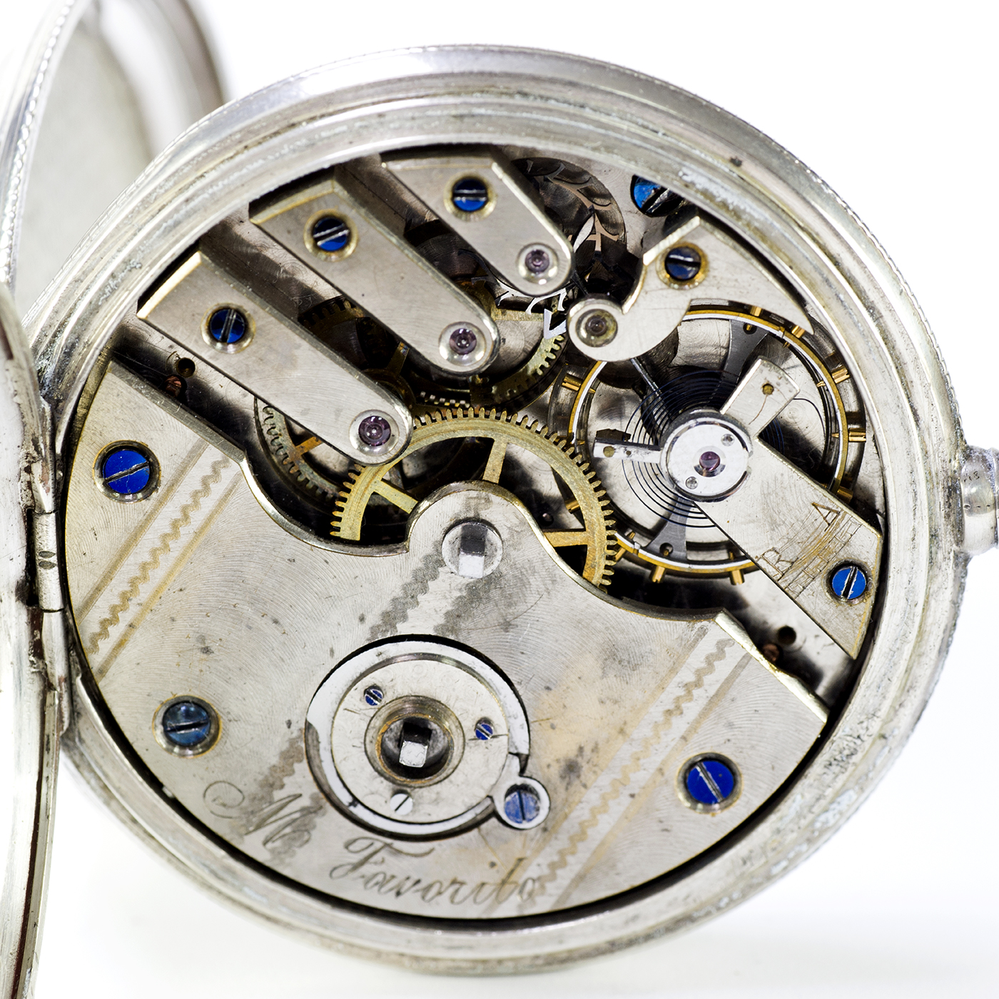 M. FAVORITO. Reloj de bolsillo, saboneta. Suiza, ca. 1880. M. FAVORITO. Reloj de bolsillo, saboneta. Suiza, ca. 1880.