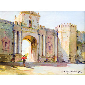 MANUEL FERNÁNDEZ. Óleo sobre tabla. "Puerta de Córdoba".