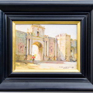 MANUEL FERNÁNDEZ. Óleo sobre tabla. "Puerta de Córdoba".