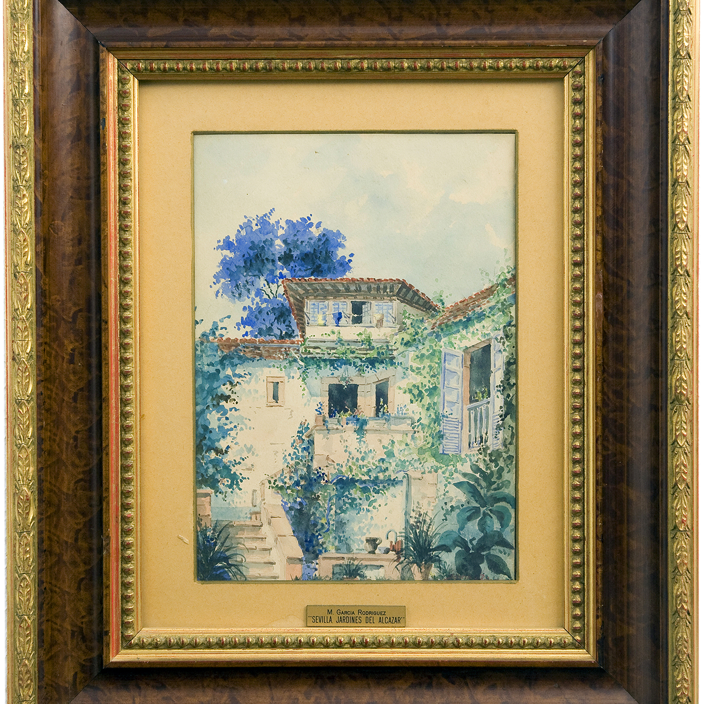 MANUEL GARCÍA RODRÍGUEZ. Acuarela sobre cartoncillo. ""Jardines del Alcázar" MANUEL GARCÍA RODRÍGUEZ. Acuarela sobre cartoncillo. ""Jardines del Alcázar"