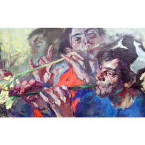 MANUEL MONEDERO. Óleo sobre lienzo. "Músicos".