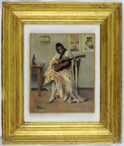 MANUEL WSELL DE GUIMBARDA. Óleo sobre lienzo. ""Gitana con guitarra"