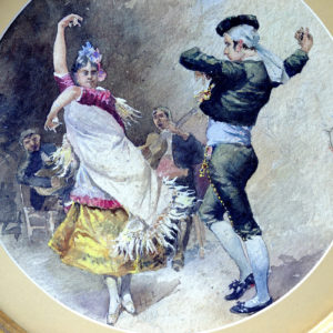 MARCHETTI (Italia, Siglo XIX). Acuarela circular sobre cartón.