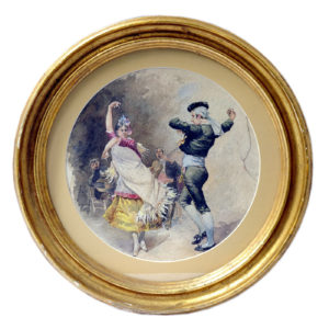 MARCHETTI (Italia, Siglo XIX). Acuarela circular sobre cartón.