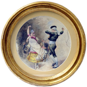 MARCHETTI (Italia, Siglo XIX). Acuarela circular sobre cartón.