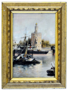 MARCOS GIRÁLDEZ DE ACOSTA.. Óleo sobre lienzo. ""Torre del Oro"