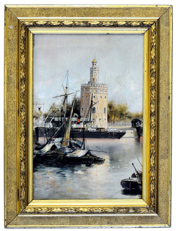 MARCOS GIRÁLDEZ DE ACOSTA.. Óleo sobre lienzo. ""Torre del Oro" MARCOS GIRÁLDEZ DE ACOSTA.. Óleo sobre lienzo. ""Torre del Oro"