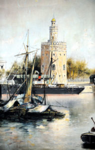 MARCOS GIRÁLDEZ DE ACOSTA.. Óleo sobre lienzo. ""Torre del Oro"