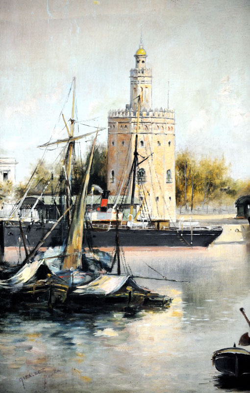 MARCOS GIRÁLDEZ DE ACOSTA.. Óleo sobre lienzo. ""Torre del Oro" MARCOS GIRÁLDEZ DE ACOSTA.. Óleo sobre lienzo. ""Torre del Oro"