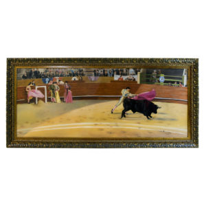 MARGARITA SANZ. Técnica mixta sobre tabla GRAN FORMATO. "Escena Taurina"