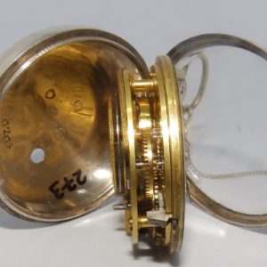 May Frederick & Son (Dublín). (Baillie pág. 215). Reloj de Bolsillo Verge Fusee (Catalino). Londres, 1824.