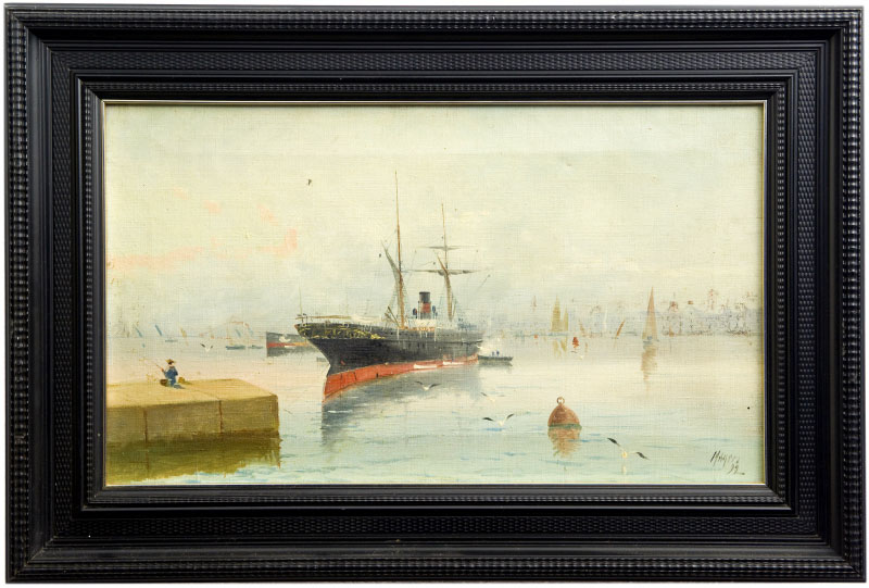 MAYERS, 1892. Öl auf Leinwand. "Marine"