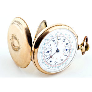 MGBM-GENEVE. Reloj Cronógrafo monopulsante de bolsillo, Lepine y remontoir. Ca. 1920