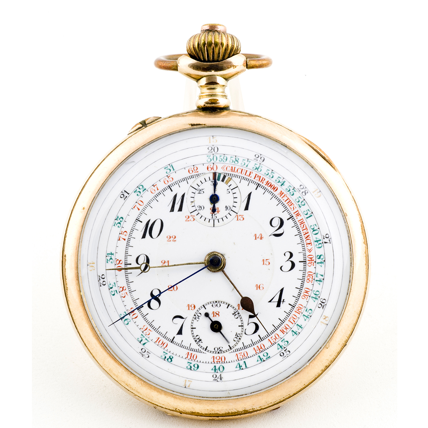MGBM-GENEVE. Reloj Cronógrafo monopulsante de bolsillo, Lepine y remontoir. Ca. 1920
