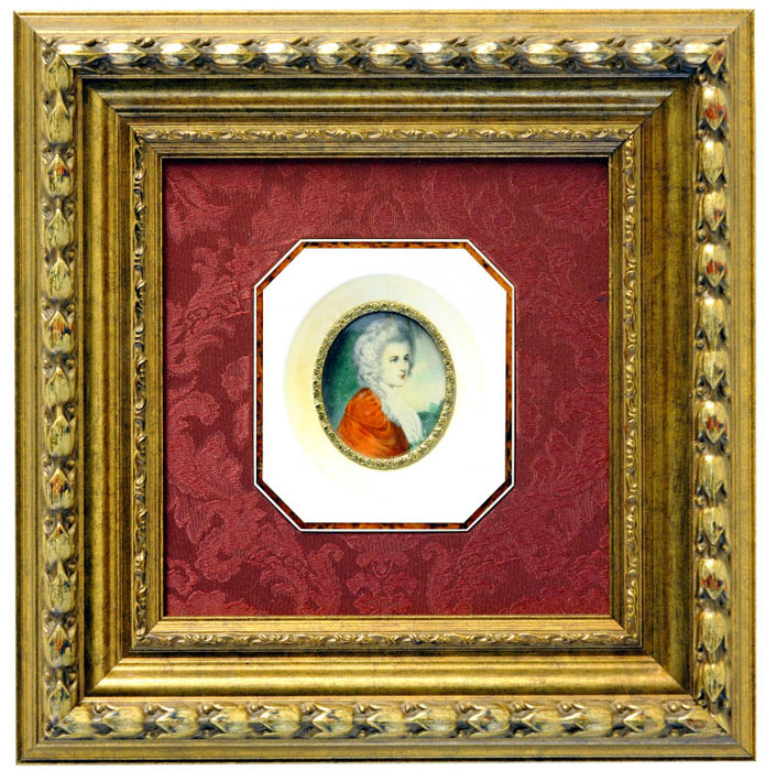 Miniatur auf Elfenbein ovale Scheibe gemalt. 19. Jahrhundert