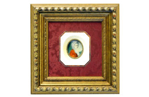 Miniatura pintada sobre disco oval de marfil. Siglo XIX