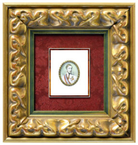 Miniatura pintada sobre disco oval de marfil. Siglo XIX