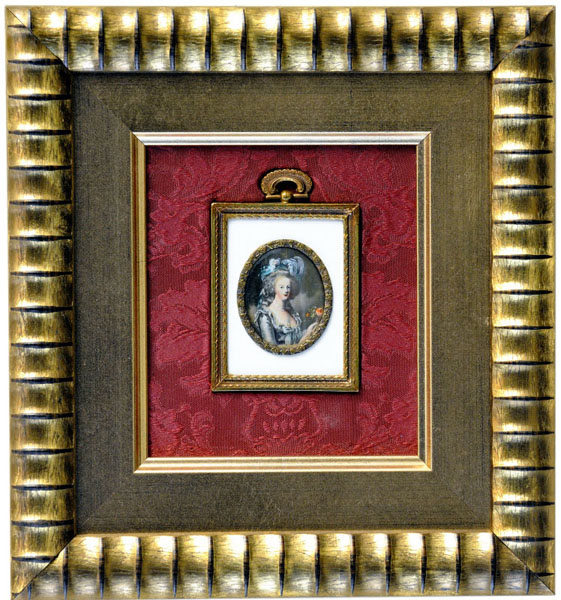 Miniatura pintada sobre disco oval de marfil. Siglo XIX.