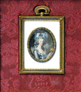 Miniatura pintada sobre disco oval de marfil. Siglo XIX.