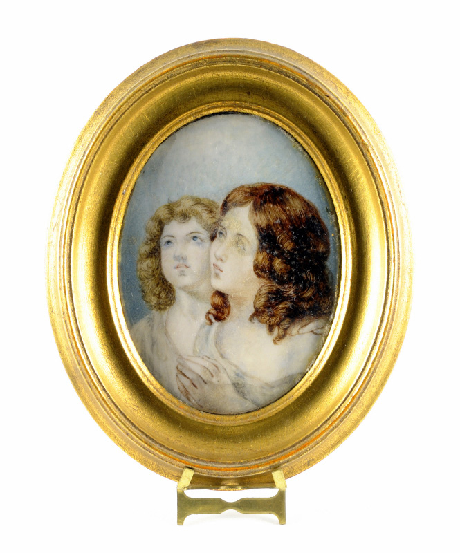 Miniature painted on an oval ivory plate. 19th century.