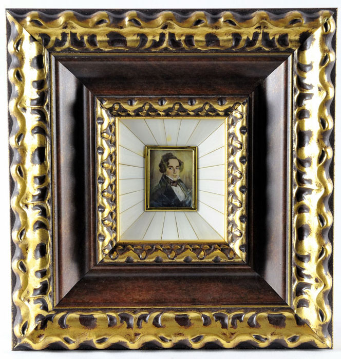 Miniatura pintada sobre placa rectangular de marfil. Siglo XIX.