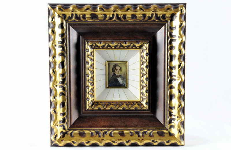Miniatura pintada sobre placa rectangular de marfil. Siglo XIX. Miniatura pintada sobre placa rectangular de marfil. Siglo XIX.
