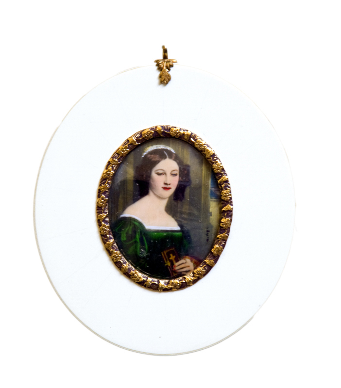 Miniature on ivory oval disc. "" Anna Hillmayer "