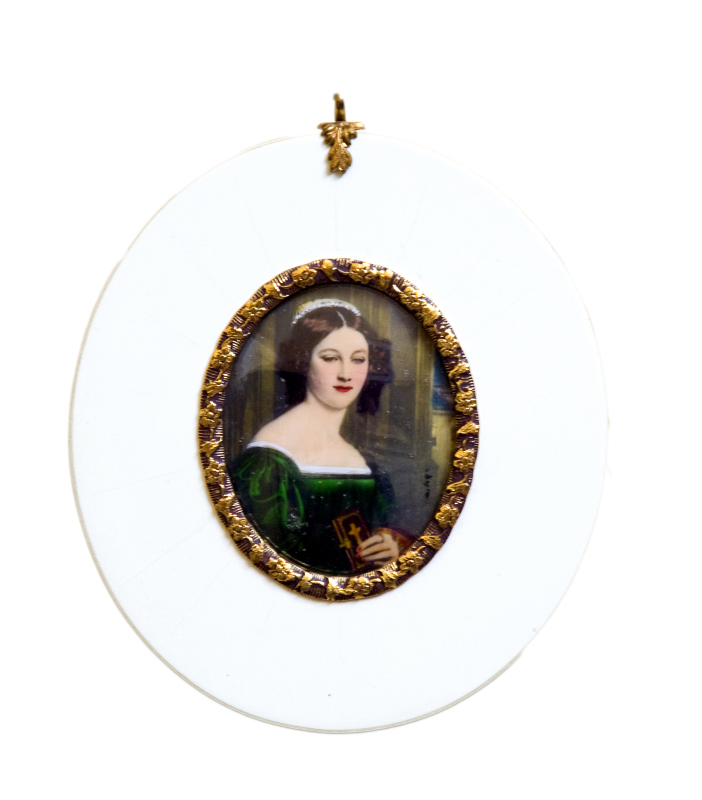 Miniatura sobre disco oval de marfil. ""Anna Hillmayer"