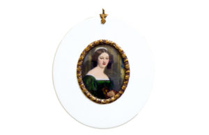 Miniatura sobre disco oval de marfil. ""Anna Hillmayer"