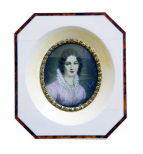 Miniatura sobre disco oval de marfil, siglo XIX.