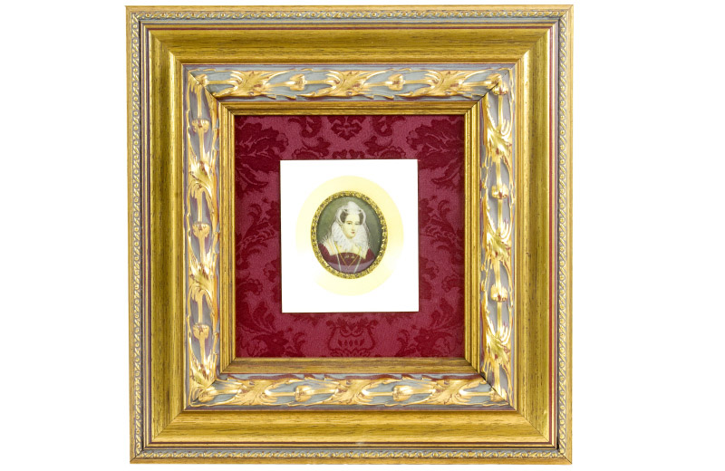 Miniatura sobre placa oval de marfil. Siglo XIX. Miniatura sobre placa oval de marfil. Siglo XIX.