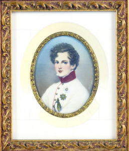 Miniatura sobre placa oval de marfil. Siglo XIX.